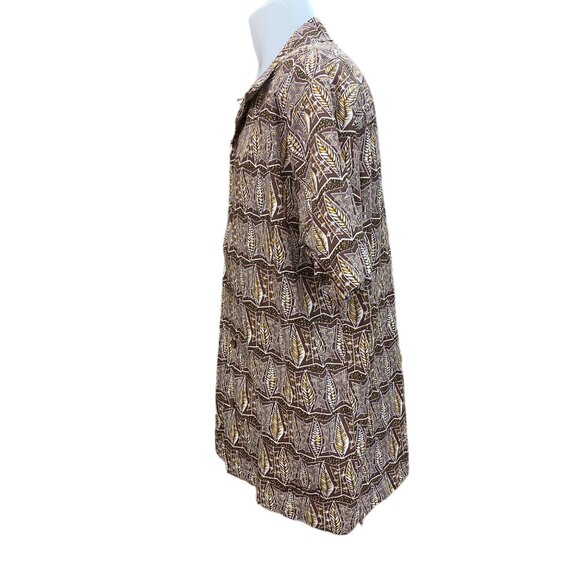 Steve Harvey Celebrity ED Hawaiian Mens Shirt XXL Brown Yellow Abstract Pattern - Picture 5 of 12